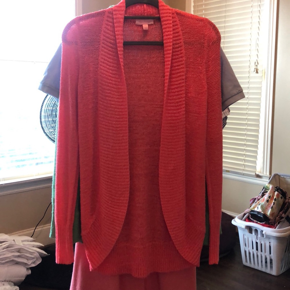 LN Coral Lilly Pulitzer Amalie open front cardigan